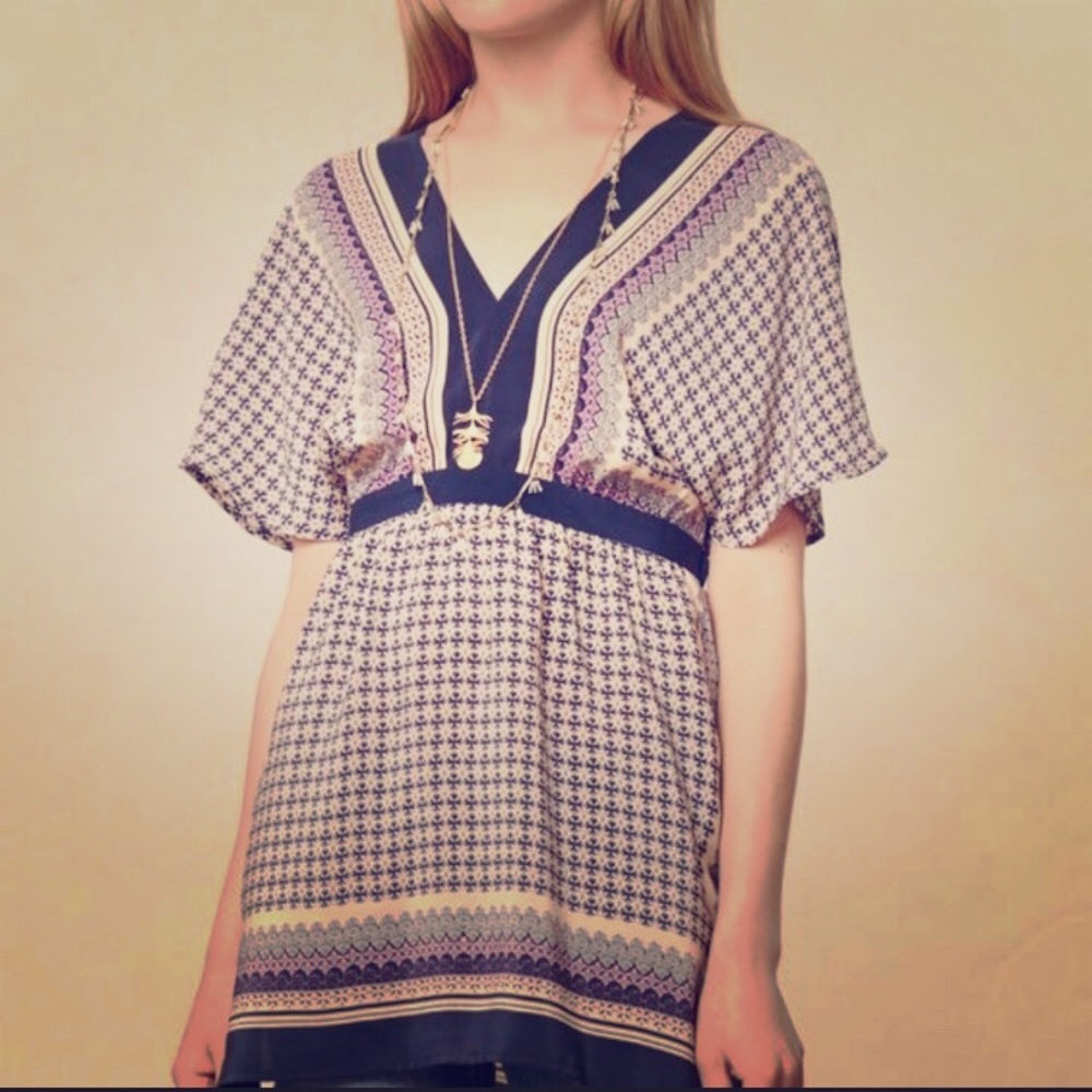 Anthropologie scarf print top.